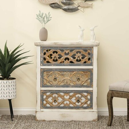 FACELIFT FIRST Luxen Home Rustic White and Natural Wood Accent Chest FA3264992